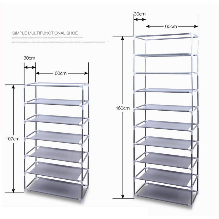 KOUSI Portable Shoe Rack Organizer 24 Grids Tower Shelf Storage Cabinet  Stand Expandable for Heels, Boots, Slippers, White - D3 Surplus Outlet