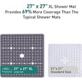 thumbnail image 3 of Large Square Shower Mat 27 x 27 Inch Gray, Non Slip Shower Bathtub Mats for Inside Shower with Big Suction Cups Drain Holes, Anti Slip Bathroom Floor Shower Stall Mats, Easy Clean,, 3 of 6