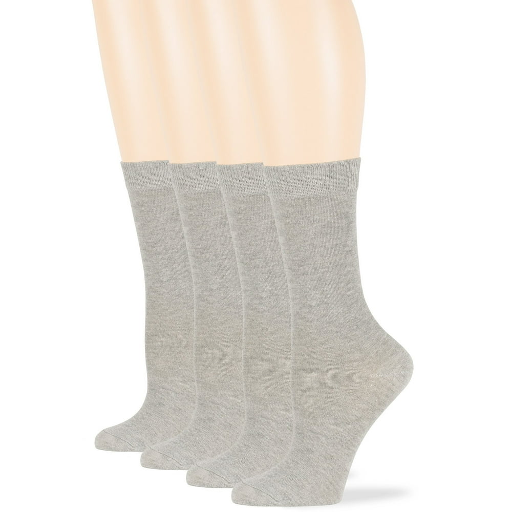 7BIGSTARS KINGDOM Womens Cotton Dress Trouser Crew Socks, Grey, Large