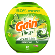 Gain Flings Laundry Detergent, Original Scent, 76 Ct