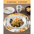 thumbnail image 3 of 13 Inch Round Placemats Set of 6, Orange Fall Non Slip Heat Insulation PP Table Mats, Thanksgiving Weeping Maple Leaf Pumpkins Washable Place Mats for Kitchen Dining Party Table Decor, 3 of 7