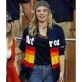 thumbnail image 4 of Stylish Elegance Fashion Kate Upton Rainbow Stripe Blue Sweater Jacket (US, Alpha, X-Small, Regular, Regular, Blue), 4 of 5
