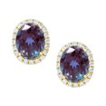 thumbnail image 2 of V3 Jewelry® 18KT Gold Over Sterling Silver with Alexandrite and White Topaz Stud Earrings for Women, 2 of 4