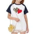 thumbnail image 6 of hengsof Children and Girls Clothing Love Printed Short Sleeve Round Neck Tops Color Block Tops, 6 of 8
