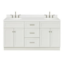 Ariel Hamlet 66 Inch Double Oval Sink Bathroom Vanity With Carrara White Quartz Countertop 1.5 Edge In White