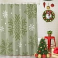 thumbnail image 5 of Shower Curtain 72"W x 96"L Winter Christmas Snowflake Green Art Fabric Shower Curtains Set with Hooks Water Repellent Bathroom Curtains Machine Washable Bathroom Accessories, 5 of 9
