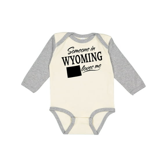 Inktastic Someone in Wyoming Loves Me Boys or Girls Long Sleeve Baby Bodysuit