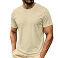 thumbnail image 7 of T Shirts for Man, Mens Solid Color T Shirts Short Sleeve Lightweight Crew Neck Soft Fitted T-Shirt Casual Summer Classic Basic Tee Tops Beige L, 7 of 7
