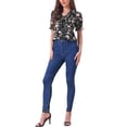 thumbnail image 2 of INSPIRE CHIC Women's Floral Ruffle V Neck Puff Short Sleeves Blouse Top, 2 of 4