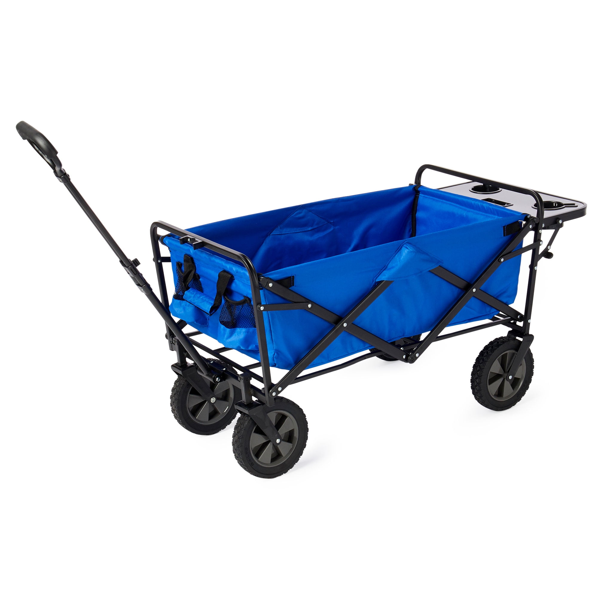 Black Mac Sports Collapsible Folding Outdoor Utility Wagon with Side Table 