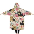 thumbnail image 2 of Oversized Wearable Blanket Hoodie,Yorkie Dog and Pioneer Flower Sherpa Blanket Hoodie with Super Pockets,Super Warm Fuzzy Pullover for Women & Men, 2 of 6