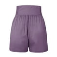 thumbnail image 5 of Kmdttou Women's Stretch Shorts for Yoga Cotton And Linen Comfortable And Fashionable Straight Leg High Waisted Solid Color Pocket Beach Shorts on Clearance,Purple M, 5 of 5