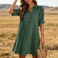 thumbnail image 2 of zbxnLI Womens 3/4 Sleeve Mini Dress V Neck Button Dresses for Women Fashion Casual Work Summer Loose Sundress, 2 of 7