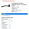 thumbnail image 2 of Front Right Outer Tie Rod End - Compatible with 2012 - 2017 Hyundai Accent 2013 2014 2015 2016, 2 of 2