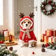 thumbnail image 5 of Dog Cat Christmas Costume for Small Medium Pets Holiday Outfit with Hood Soft Stretchy Pet Apparel for Party Photo Shoot, Adjustable Festive Sweatshirt for Puppy Kitten, Style B, Pet Clothes, 5 of 7
