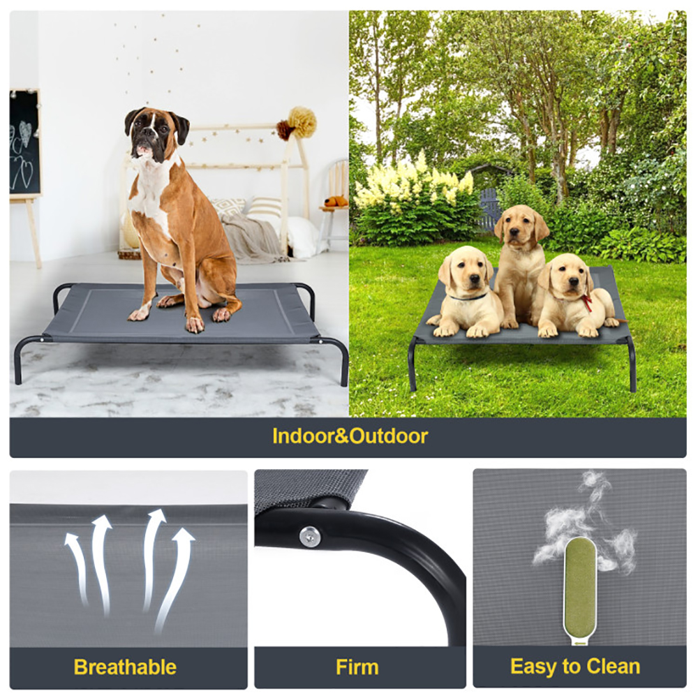 Barara King Indoor and Outdoor Cooling Pet Cot Bed for Dogs, Cooling Elevated Dog Bed, Portable Dog Cot Bed,Gray