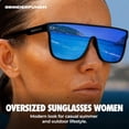 thumbnail image 3 of GRINDERPUNCH Polarized Shield Sunglasses for Men & Women, Oversized Flat Top Square Lens, UV400 Protection - Blue, 3 of 9