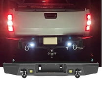 Rear Step Bumper Compatible with 2014-2018 Chevy Silverado/GMC Sierra 1500 Off-Road Pickup Truck Bumper 2 x 18W LED Lights & D-rings, Black Textured