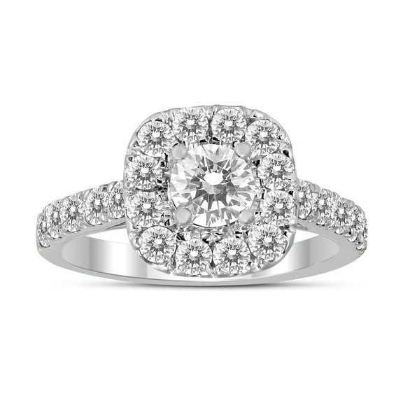 SZUL Women's 2 Carat TW Diamond Halo Engagement Ring in 14K White Gold (J-K-L Color, I2-I3 Clarity)