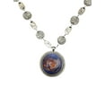 thumbnail image 2 of Blue, Orange and Purple Resin Filigree Necklace - Long  Boho Chic, 2 of 6