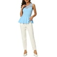 thumbnail image 1 of INSPIRAR CHIC Blusa sin mangas de encaje transparente con peplum y cuello redondo para mujer L Azul claro, 1 of 6