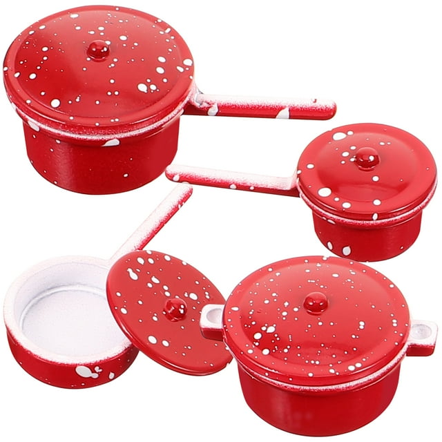 4Pcs Miniature Stew Pot Mini House Miniature Pot Kitchen Food Cookware Mini Kitchen Doll Mini Pot