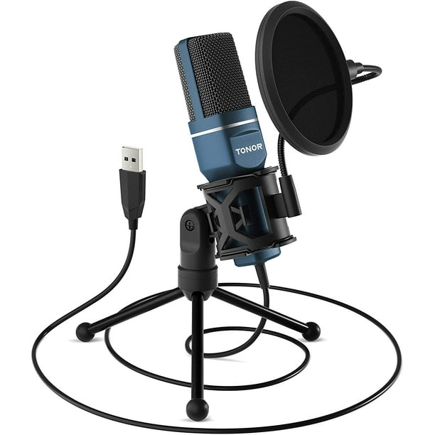 Microphone à condensateur USB professionnel avec écran anti-pop et