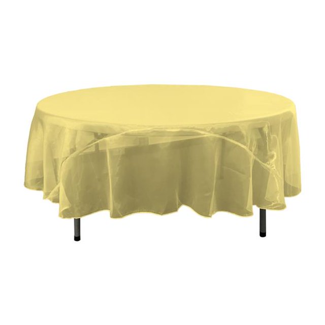 LA Linen TCOrgz72R-GoldO14 Nappe Ronde Miroir Organza&44; Or - 72 Po