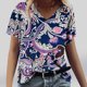 thumbnail image 2 of Blusas de Manga Corta para las Mujeres Causal Cuello en V Camiseta Sólida, Blusas de Verano de las Mujeres para el Hogar Y Diario, 2 of 4