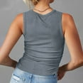 thumbnail image 4 of XFLWAM Womens Crop Tank Tops Crew Neck Sleeveless Ribbed Fitted Shirts Summer Casual Ruched Side Tank Tops, 4 of 9