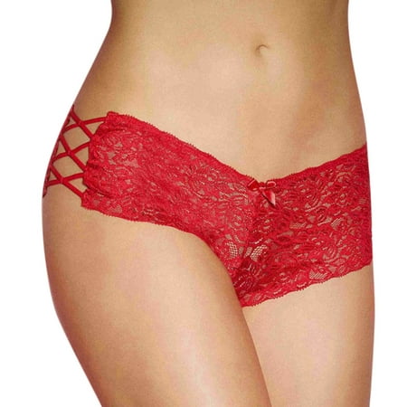 

BIZIZA Women Panty Lace Plus Size Seamless Sexy Underwear Strappy Womens Briefs Red S