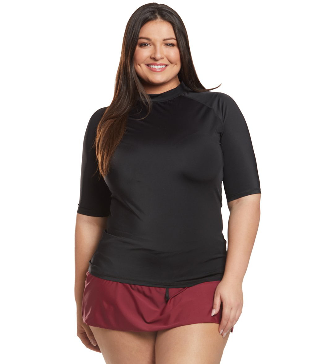 miles Grønthandler wafer Sporti Plus Size Women's S/S Upf 50 + Swim Shirt (2X, Black) - Walmart.com