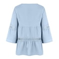 thumbnail image 5 of Womens Cotton Linen Shirts 3/4 Sleeve,lace Trim Square Neck Flowy Tops for Women Loose Fit Shirt Women Casual Shirt Plus Size Fashion Clothing Outfits Summer Basic Blouse,Blue,M, 5 of 8