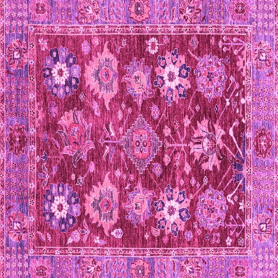 Ahgly Company Indoor Square Abstract Pink Modern Area Rugs, 5' Square