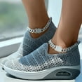 thumbnail image 3 of Womens Air Cushion Orthopedic Walking Shoes Breathable Mesh Platform Wedge Slip on Nurse Work Sneakers, 3 of 7