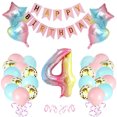 thumbnail image 1 of Arco de color degradado Globos de cumpleaños Decoraciones Globos rosas y azules Banner de feliz cumpleaños, 1 of 5
