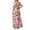 Pink, variant on Women's 3/4 Sleeve Gathered Waist Rose Floral Stretched Casual Maxi Dress with Hidden Side Pockets PINK L