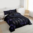 thumbnail image 3 of Feelyou Black Magic Crow Full Size Comforter Sets for Kid, Dreamy Purple Flower Bedding Comforter Set, Western Tribal Damask Reversible Bedding Sets, Breathable Home Decor, 3-Piece, 3 of 8