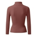 thumbnail image 4 of Women Casual Solid Color Bottoming Shirt Slim High Collar Knitted Long Sleeved Top Long Sleeve Running Shirts Turtle Neck Long Sleeve Shirt Women Womens Long Sleeve Spandex T Shirt Women Compression, 4 of 4