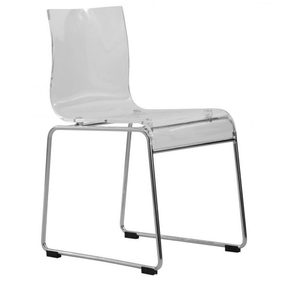 LeisureMod Acrylic Dining Chair with Stainless-Steel Frame in Chrome Finish and Waterfall-Edge Design for Modern Home, Kitchen, Cafes Lima Collection