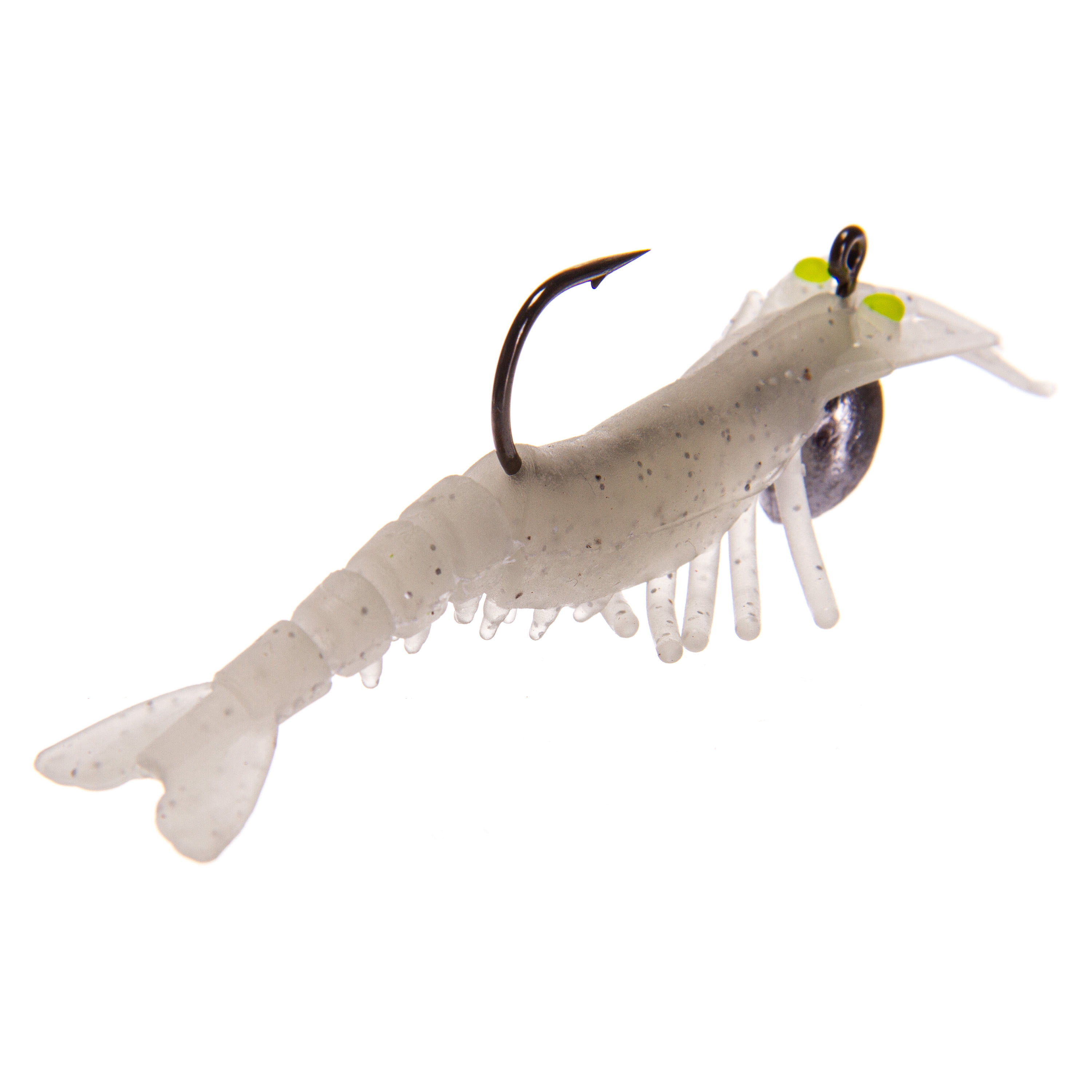Ozark Trail Soft Plastic Saltwater Shrimp Fishing Lures, Silver Speckled, 2-Pack