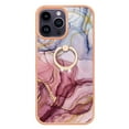 thumbnail image 6 of ELEHOLD Plating Rugged Case For iPhone 16 Slim Marble Pattern Heavy Duty Shockproof Stand Cover, with Shiny Rotating Ring Stand, Rose, 6 of 7
