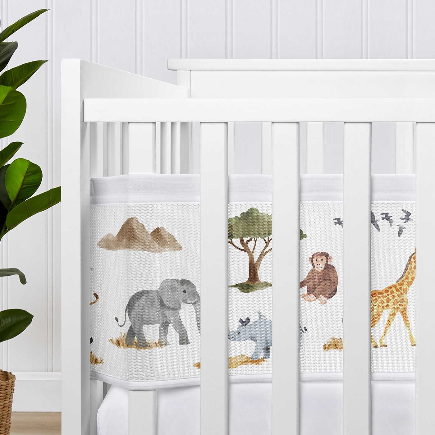 Sweet Jojo Designs + BreathableBaby Jungle Green Yellow White Breathable Mesh Crib Liner Pad