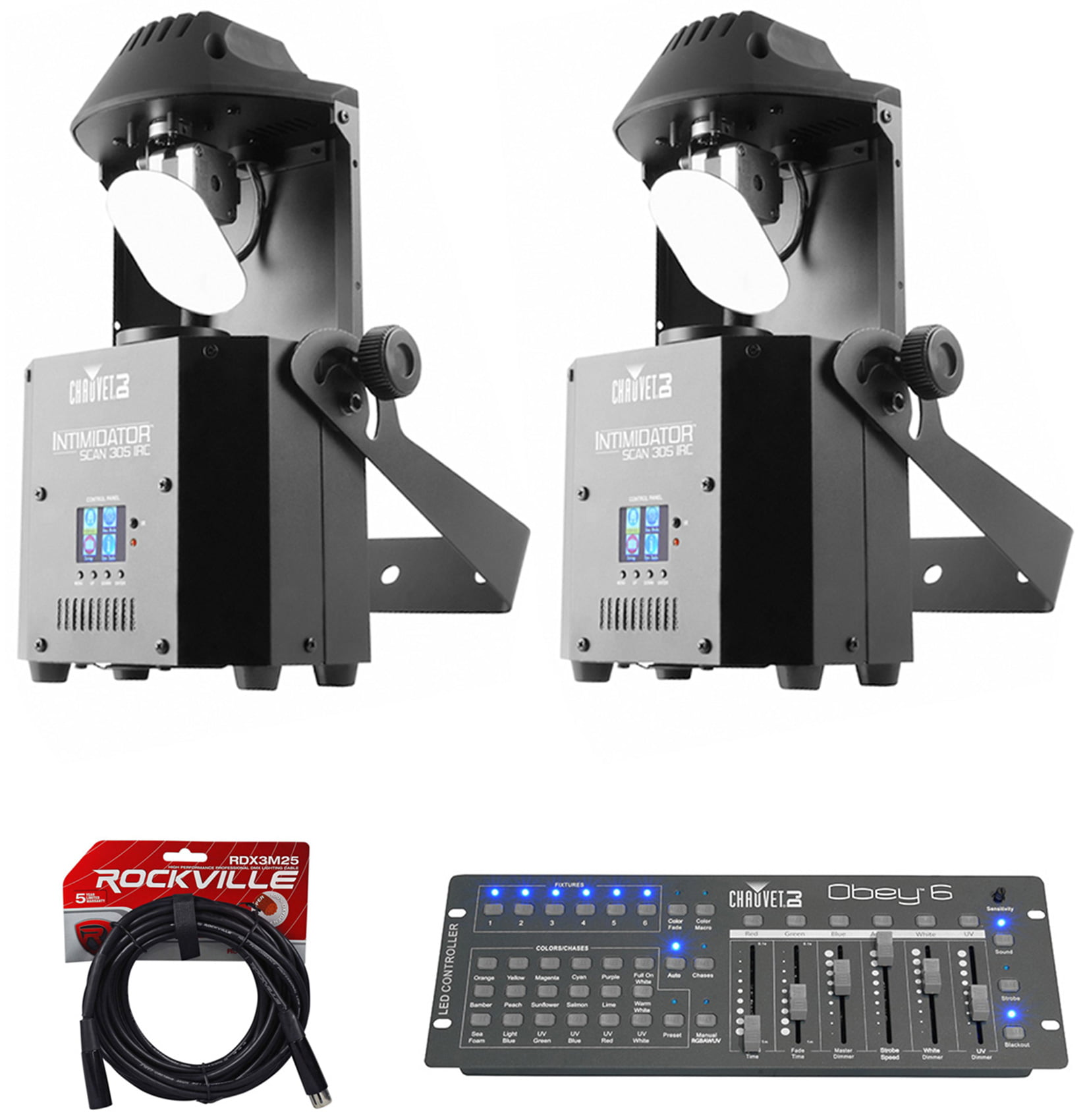 Chauvet DJ Intimidator Scan 305 IRC LED Mirror Scanner FX Light+Case+DMX Cable 