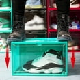 QJUHUNG Shoes Boxes Voice Control LED Sneaker Storage Box Clear Plastic