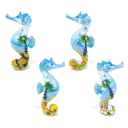 

CoTa Global Sea Horse Refrigerator Silver Beach Magnets Set of 4 - Assorted Resin & Crystals Design Fun and Cute Sea Life Magnets For Kitchen Fridge Locker Home & Office Decor Novelty - 4 Pack