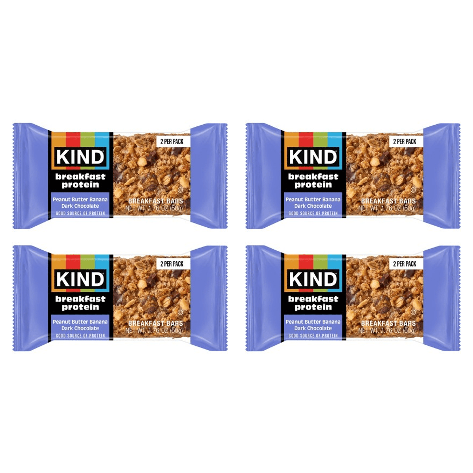 KIND Breakfast Gluten Free Dark Chocolate Cocoa Protein Snack Bars, 1.76 oz, 12 Count (Pack of 4)