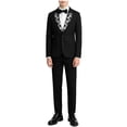 thumbnail image 2 of Xdegoge Elegant Boys Floral Embroidered Lapel Tuxedo Suit Set Slim Fit Blazer Jacket and Flat Front Pants with Bowtie formal Dress Outfit Wedding Prom Ring Bearer, 2 of 9
