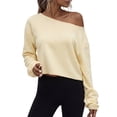 thumbnail image 2 of NominalSnug Cropped Sweatshirts for Women off Shoulder Long Sleeve Crop Top Fall Pullover Tops, 2 of 8