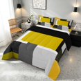 thumbnail image 3 of Manfei Abstract Geometric Queen Comforter Set, Yellow Gray Black WhiteSquare Comforter Sets Queen, Black Reversible 3-Piece, 1 Comforter and 2 Pillowcases, 3 of 6